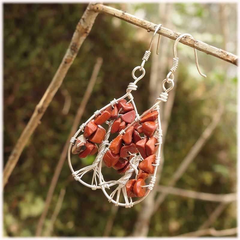 boucles arbre de vie rouge