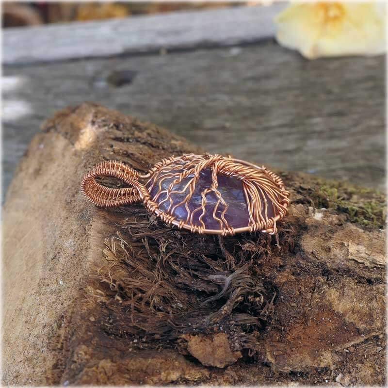 collier arbre de vie amethyste