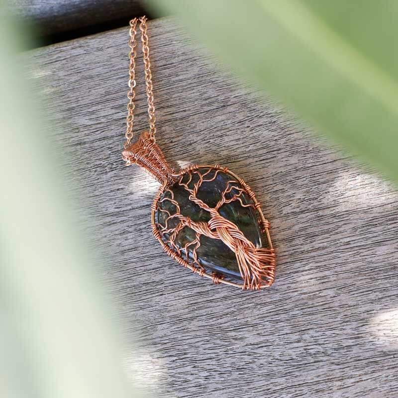 pendentif arbre de vie en labradorite